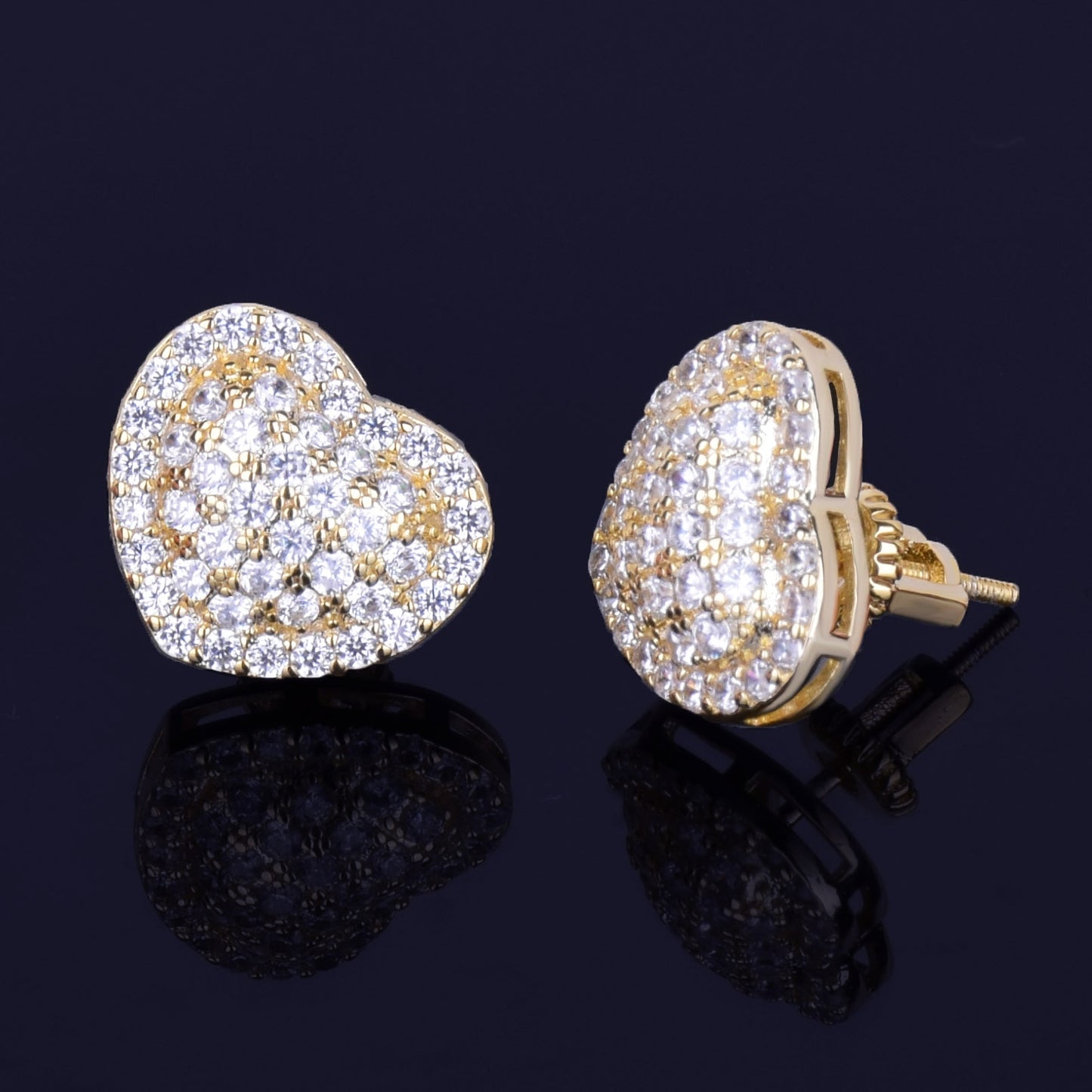 Heart-shaped Earring White Color Full Cubic Zircon Women Fashion Hip Hop Jewelry for Gift 14MM - Executive-Skincare