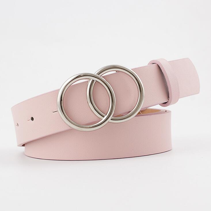 Double Ring Women Belt Fashion Waist Belt PU Leather Metal Buckle Heart Pin Belts For Ladies Leisure Dress Jeans Wild Waistband - Executive-Skincare