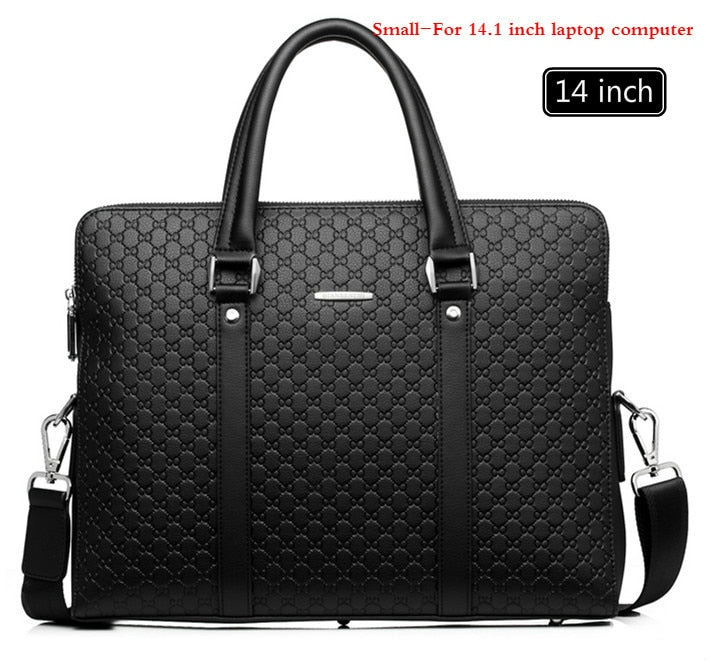 New Double Layers Men&#39;s Leather Business Briefcase Casual Man Shoulder Bag Messenger Bag Male Laptops Handbags Men Travel Bags - Executive-Skincare