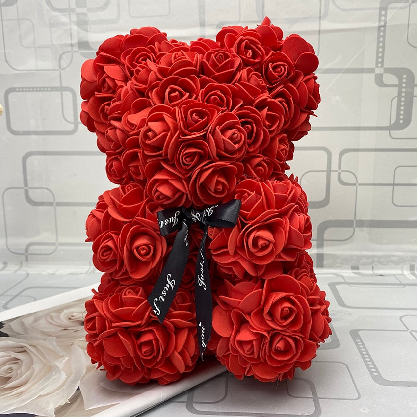 25 cm high roses bear Valentine&#39;s Day teddy bears 14 colors Holiday High-grade DIY gifts Christmas gift wedding decoration - Executive-Skincare