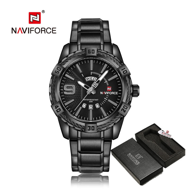 NAVIFORCE Luxury Brand Men&#39;s WristWatch Original Fashion Quartz Classic Watches For Men Waterproof Business Steel Band Clock Man - Executive-Skincare