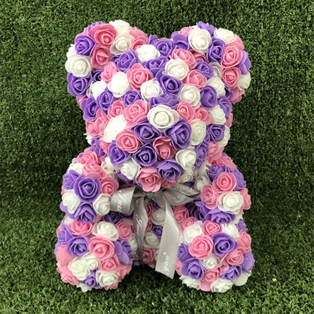 40cm rose teddy bear flower artificial handmade eternal rose bear valentine&#39;s day anniversary bridal baptism wedding mother&#39;s da - Executive-Skincare