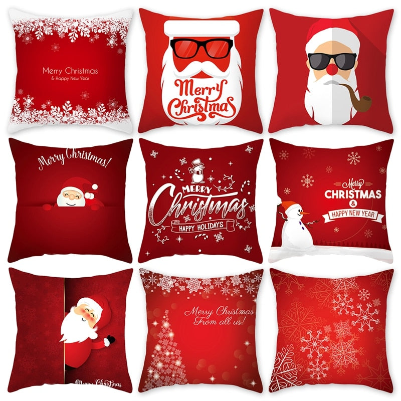 45*45 Christmas Cushion Cover Merry Christmas Decorations for Home Santa Reindeer Pillow Cases Xmas Gifts New Year 2023 Navidad - Executive-Skincare