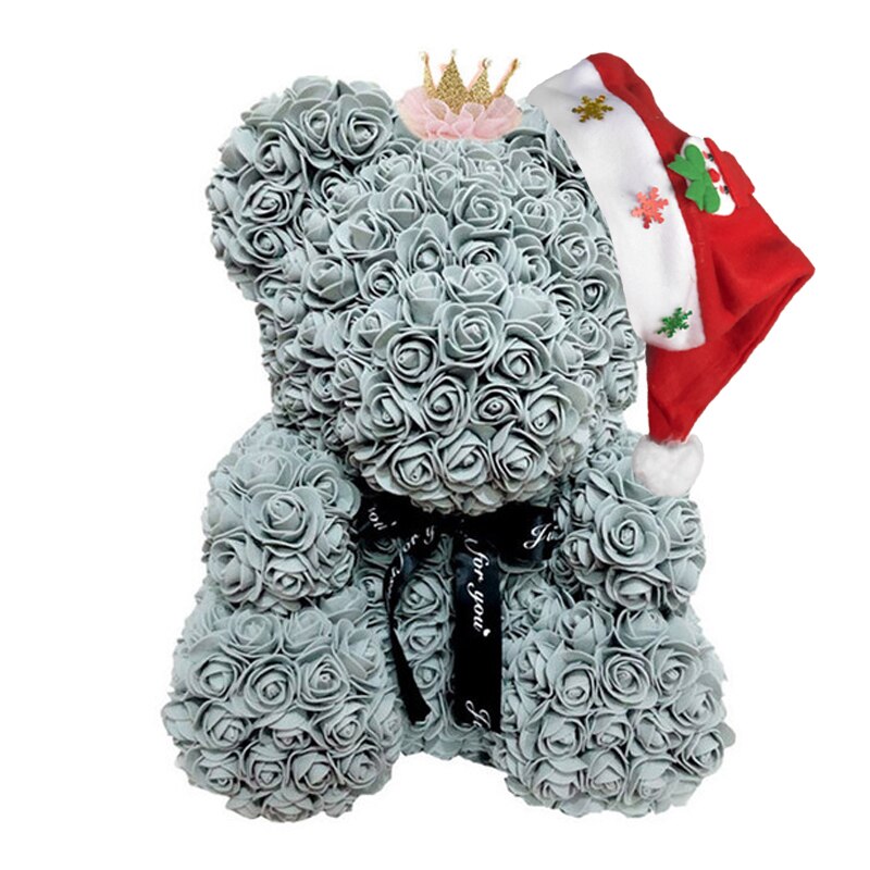 Christmas Gift for Kids&amp;women Artificial PE Rose Teddy Bear of Roses with Crown Valentine&#39;s Day Wedding Love Xmas Gifts for Girl - Executive-Skincare