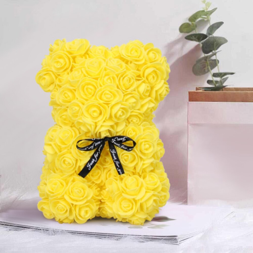 25cm/40cm Rose Bear Valentine&#39;s Day Artificial Flower Teddy Rose Bear 2022 New Year Christmas Decoration Women Valentines Gifts - Executive-Skincare