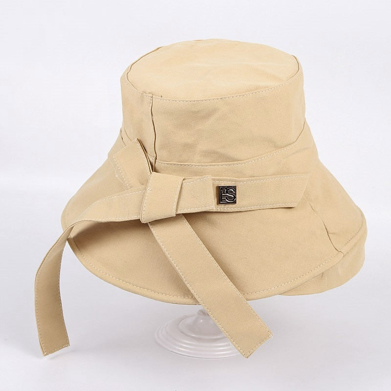 Panama 2022 Summer Black Bow Bucket Hat Women Fashion Korea Bob Cotton gorro pescador mujer Sun Hat Fishing Cap Chapeu Pescador - Executive-Skincare