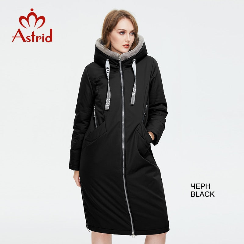 Astrid Women&#39;s winter parka Long Casual Hooded fur mink down Minimalist style jackets for women coat plus size parkas  AT-10089 - Executive-Skincare