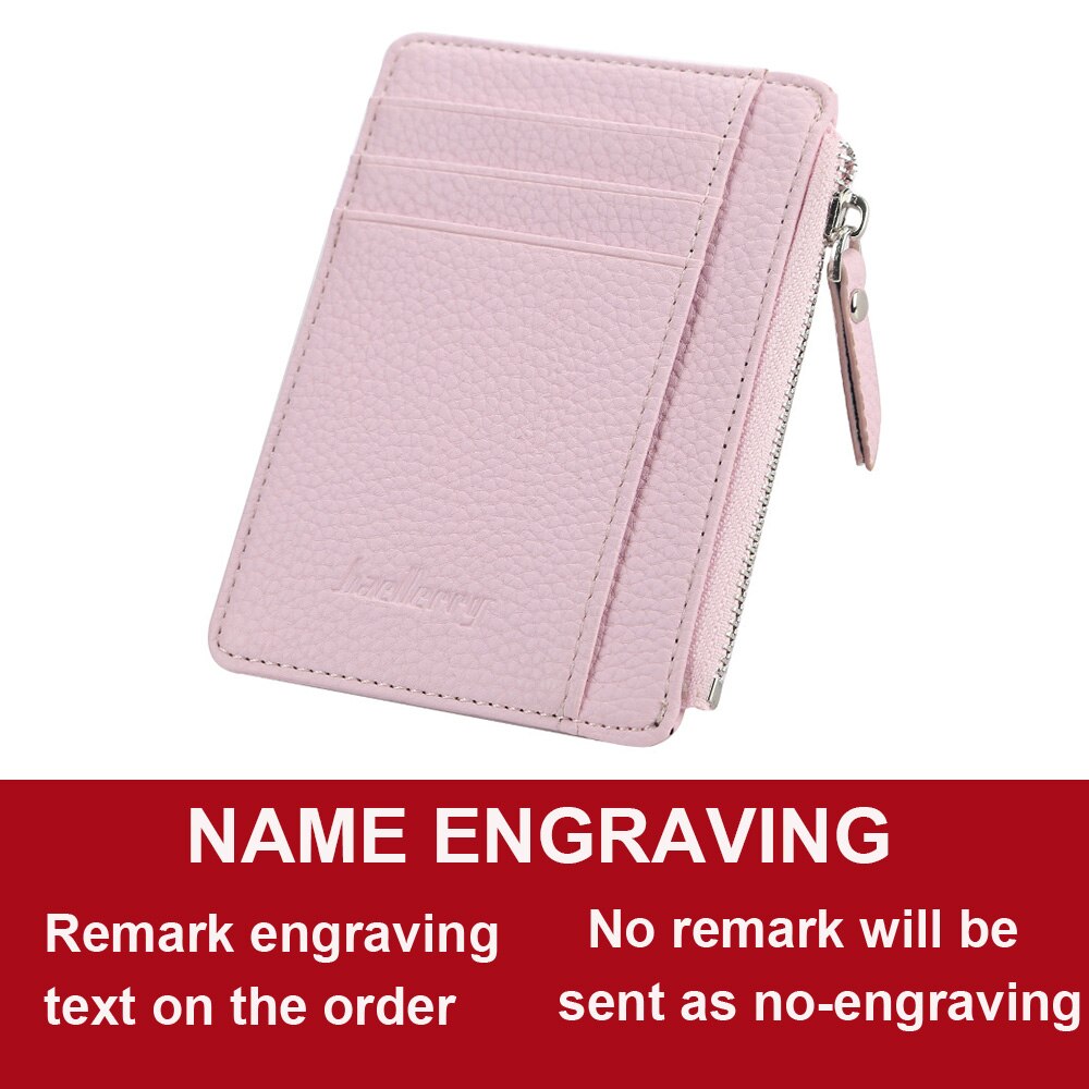 2021 New Mini Women Wallets Card Wallets Name Engraving Zipper PU Leather Top Quality Fashion Female Purse Card Holder Wallet - Executive-Skincare