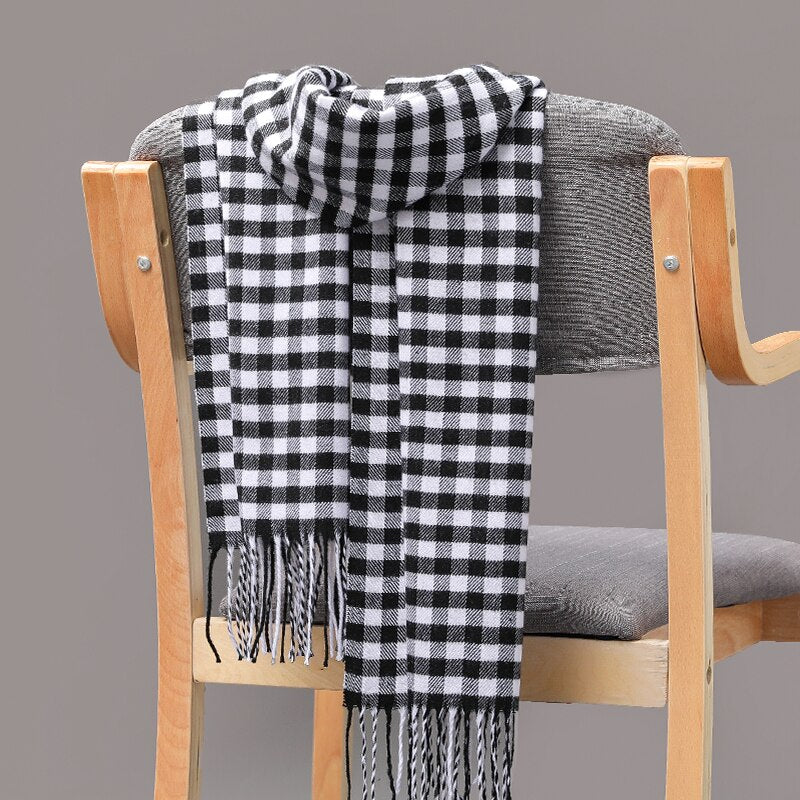 190*35cm Men girls neckwear Unisex children scarf Autumn winter long thick warm all-match Cashmere shawl pashmina muffler wrap - Executive-Skincare