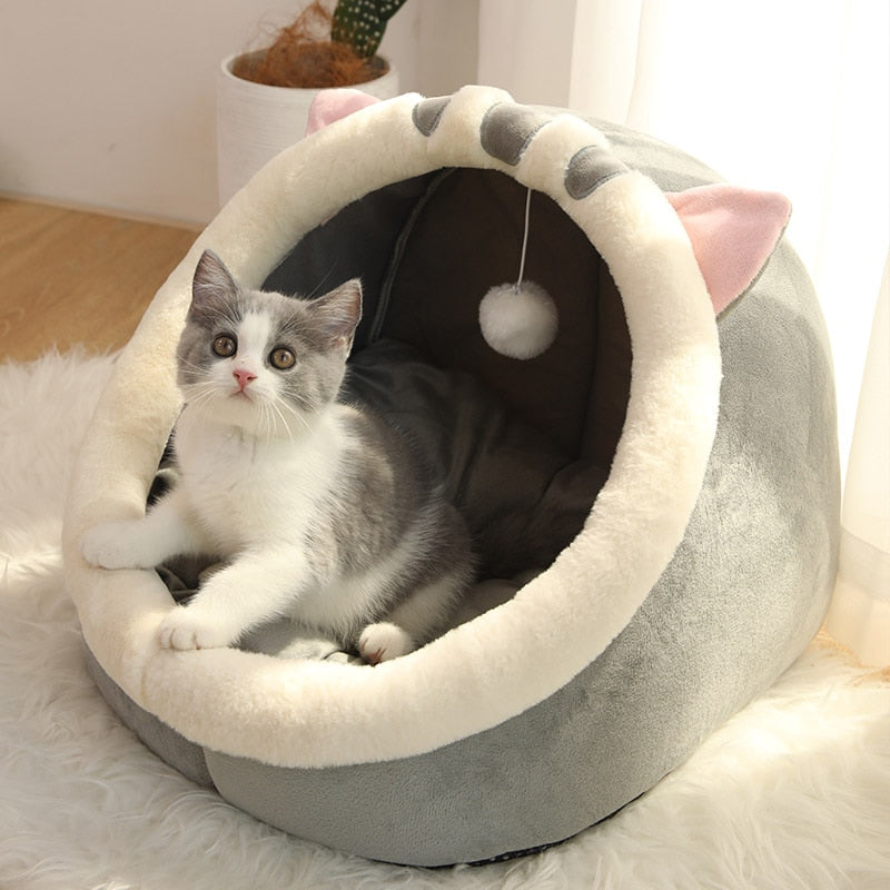 Sweet Cat Bed Warm Pet Basket Cozy Kitten Lounger Cushion Cat House Tent Very Soft Small Dog Mat Bag For Washable Cave Cats Beds - Executive-Skincare