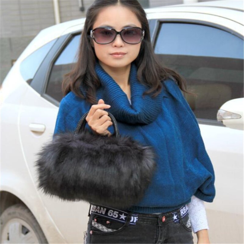 New Lady Girl Pretty Cute Faux Rabbit Fur Handbag Shoulder Messenger Bag Tote Fashion Women Long Fur Grass Handbag Messenger Bag - Executive-Skincare