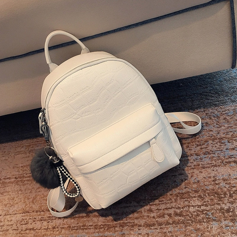 Mini Backpacks Women PU Leather Cute Small Backpack Female White Back Pack Black Backpacks For Teen Girls Fashion Bagpack Woman - Executive-Skincare