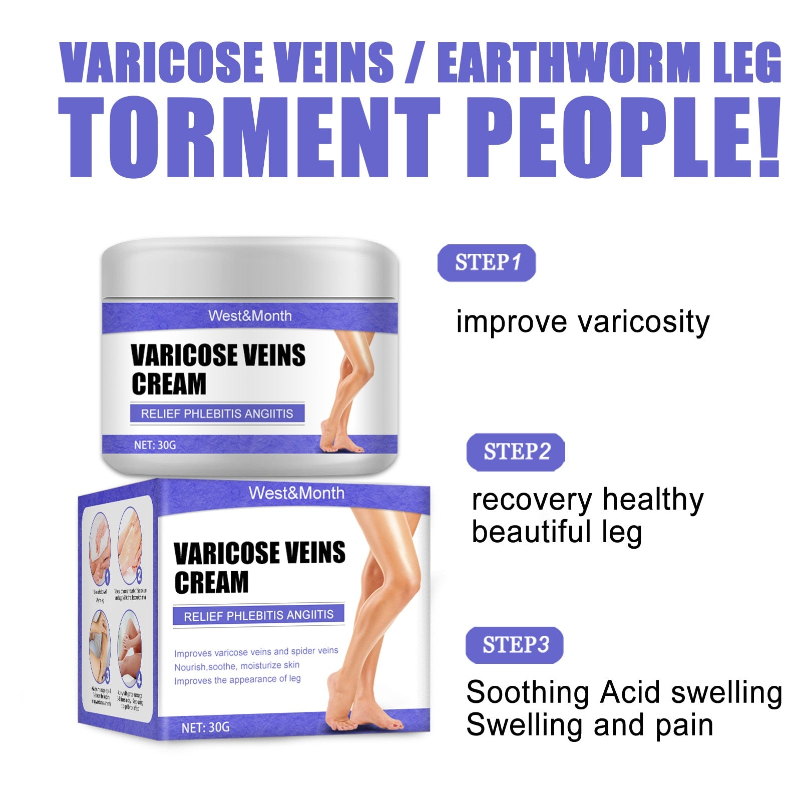 Effective Varicose Veins Relief Cream Relieve Vasculitis Phlebitis Spider Pain Treatment Ointment Medical Plaster Body Care 30g - Executive-Skincare