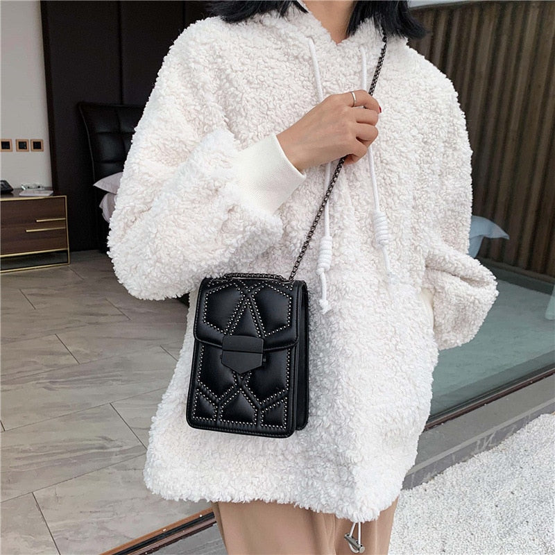 Fashion Small Messenger Chain Bag For Women 2021 Pu Leather Ladies Black Crossbody Bags Designer Luxury Woman Summer Shoulder - Executive-Skincare