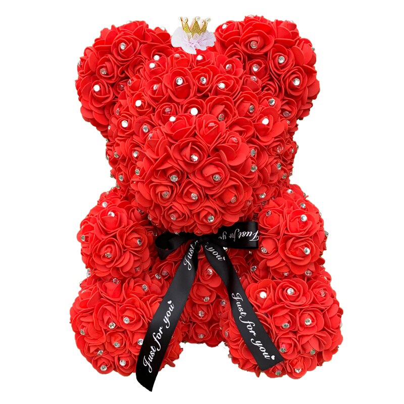 Handmade Teddy Rose Bear Heart Artificial PE Flower Women Valentine&#39;s Day Gifts Wedding Decoration Birthday Party Supplies - Executive-Skincare