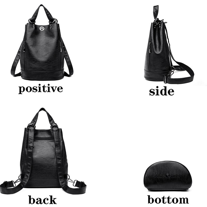 Casual Large-Capacity School Bags Girl Soft Leather Women&#39;s Backpack Fashion Travel Backpack Ladies Designer Backpacks 2021Sac - Executive-Skincare