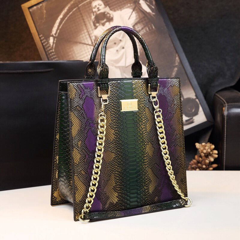 2022 New Cowhide Leather Women Handbags Fashion Female Chain Serpentine Portable Tote Bag Ladies Shoulder Messenger Bags Luxury - Executive-Skincare