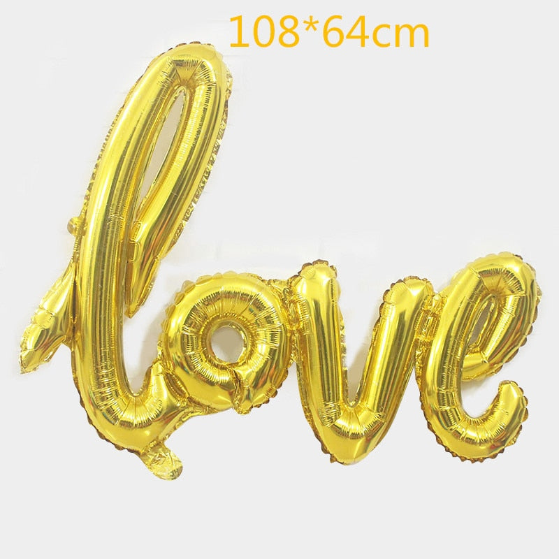 18inch Round White Gold Glitter Print Mr & Mrs LOVE foil Balloons bride to be marriage Wedding Decor Valentine Day Supplies - Executive-Skincare