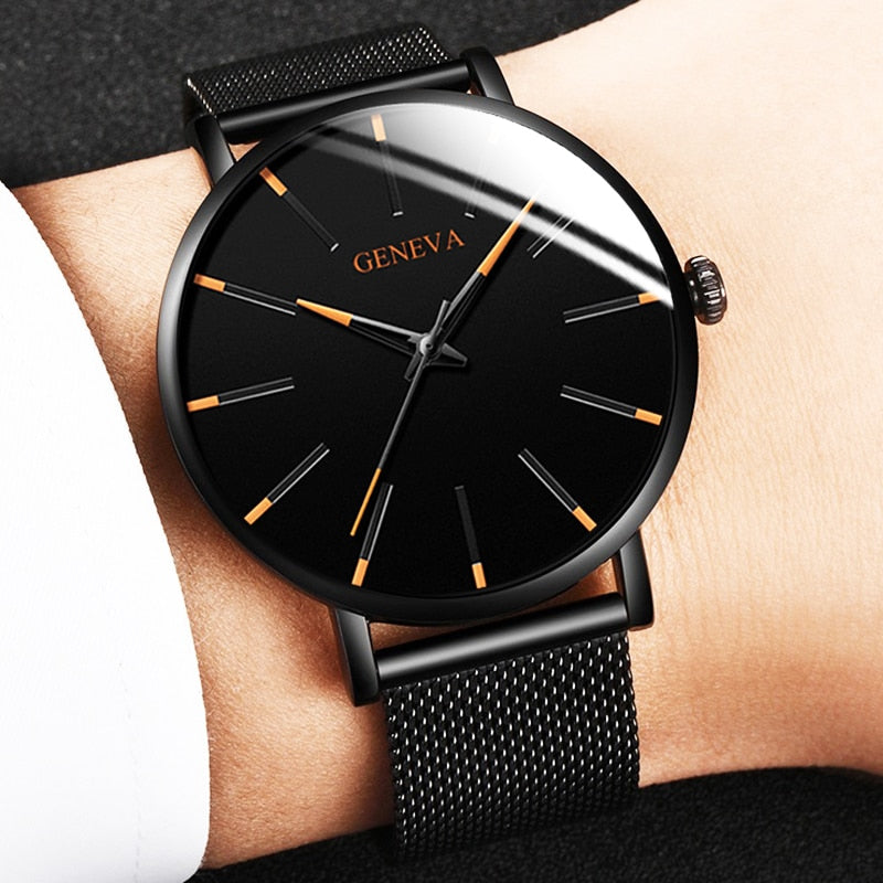 reloj hombre 2022 Watch Men Minimalist Ultra Thin Watches Men&#39;s Fashion Stainless Steel Mesh Belt Quartz Watch relogio masculino - Executive-Skincare