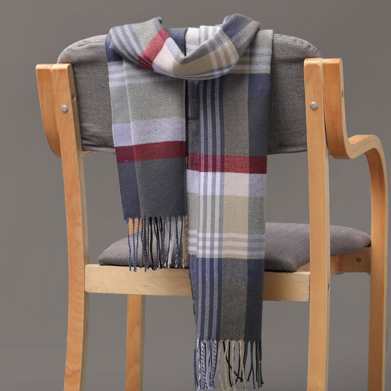 190*35cm Men girls neckwear Unisex children scarf Autumn winter long thick warm all-match Cashmere shawl pashmina muffler wrap - Executive-Skincare