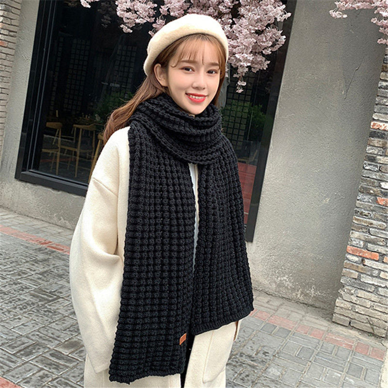 New winter Knitted scarf fashion women long scarves female vintage large shawl soft warm pashmina  thickened wool scarf - Executive-Skincare