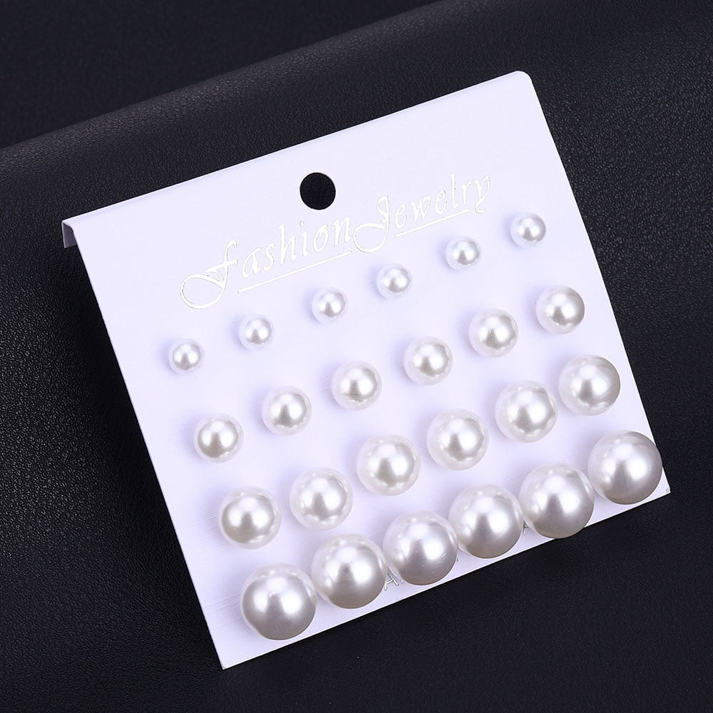 Pearl Long Earrings Female White Round Pearl Wedding  Earrings - Executive-Skincare