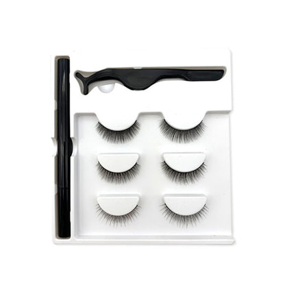 3 Pairs Magic False Eyelash Set With No Glue No Magnet Magic Eyeliner Magnetic Eyelashes Set Lashes Kit Makeup Tools - Executive-Skincare