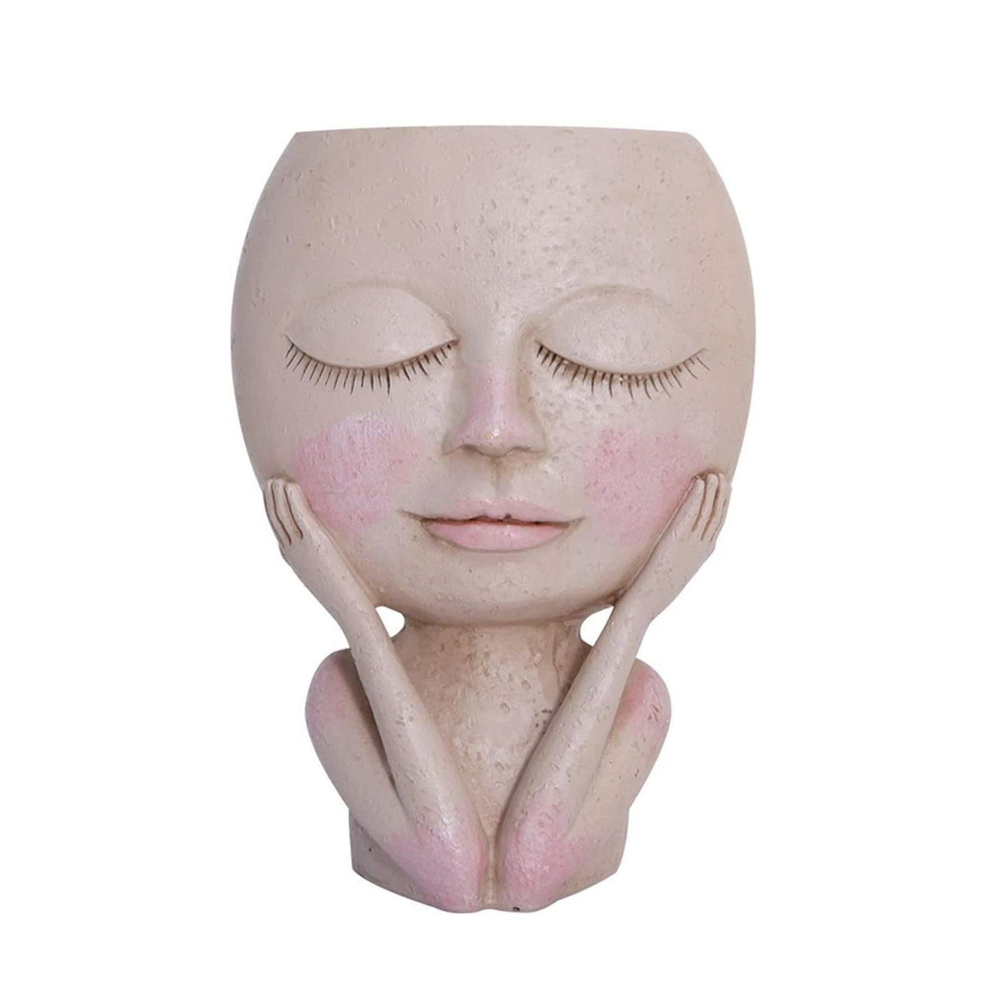 Girls Face Head Flower Planter Succulent Plant Flower Container Pot Flowerpot Figure Garden Decor Nordic Tabletop Ornament H5 - Executive-Skincare