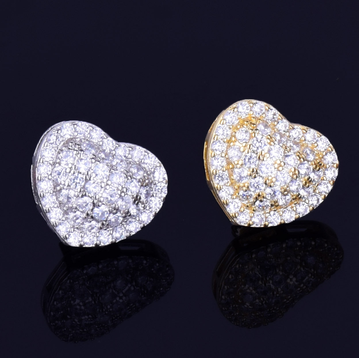 Heart-shaped Earring White Color Full Cubic Zircon Women Fashion Hip Hop Jewelry for Gift 14MM - Executive-Skincare