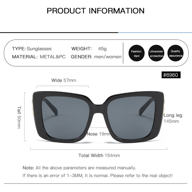 Luxury Design Sunglasses For Women Men Fashion Retro Vintage Male Female Square Summer Car Driving UV400 Sun Glasses Eyeglasses - Executive-Skincare