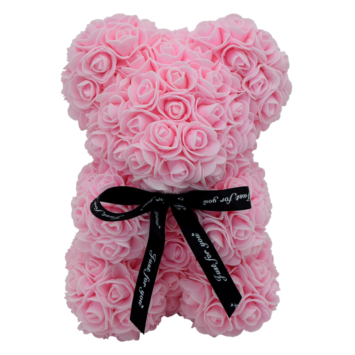 Rose Bear 25cm 10 Inches Artificial PE Foam Flower Teddy Handmade Gift for Valentine Birthday Girlfriend Wedding Decoration - Executive-Skincare