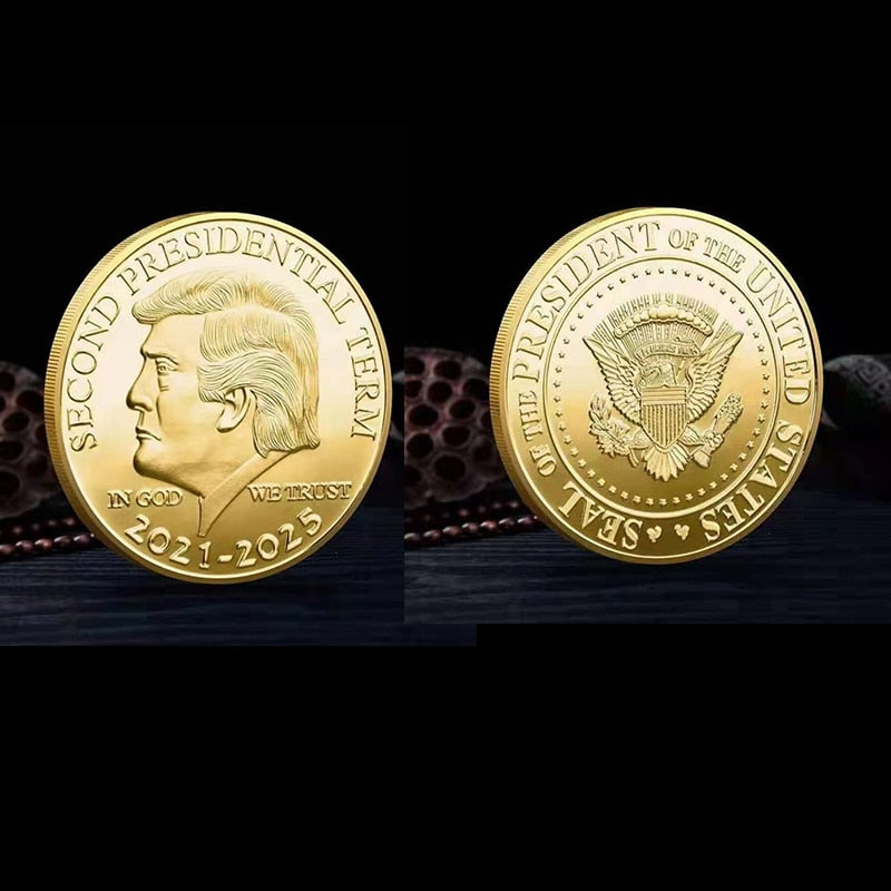 1PCS Gold Sliver US Donald Trump Commemorative Coin &quot;Second Presidential Term 2021-2025 IN GOD WE TRUST&quot; - Executive-Skincare