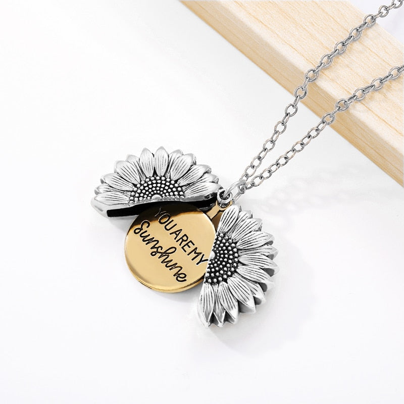 You Are My Sunshine Necklaces For Women Men Lover Gold Color Sunflower Necklace Pendant Jewelry Birthday Gift For Girlfriend Mom - Executive-Skincare