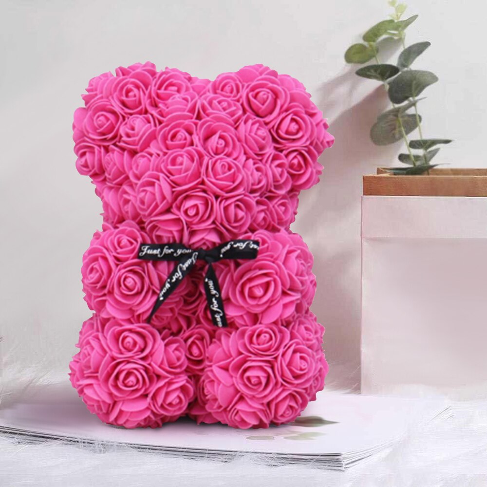 25cm/40cm Rose Bear Valentine&#39;s Day Artificial Flower Teddy Rose Bear 2022 New Year Christmas Decoration Women Valentines Gifts - Executive-Skincare