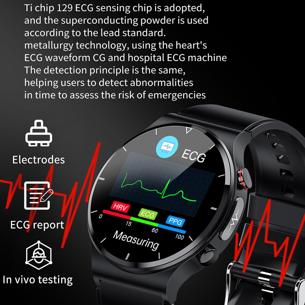 SACOSDING Smart Watch Men 360*360 HD Full Touch Screen Fitness Tracker Smart Watch Men ECG+PPG Heart Rate Monitor Blood Pressure - Executive-Skincare