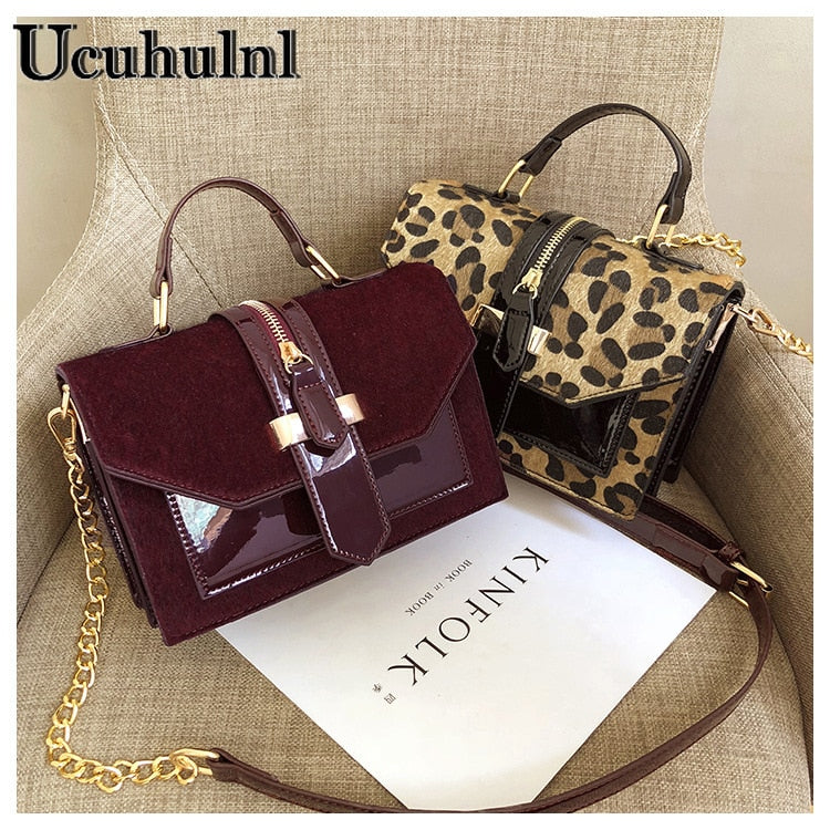 Leopard Print Small Flap Bags Women Bag Over Shoulder Luxury Handbags Women Bags Designer Lady Leather Plush Messenger Bag - Executive-Skincare