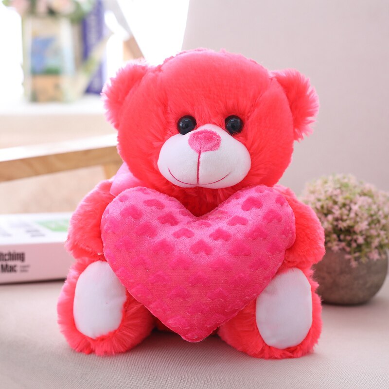 1PC 35CM Sweet Love Teddy Bear Hugging Heart Bear Doll Stuffed Plush Toy  Valentines Gift for Girlfriend Kids - Executive-Skincare