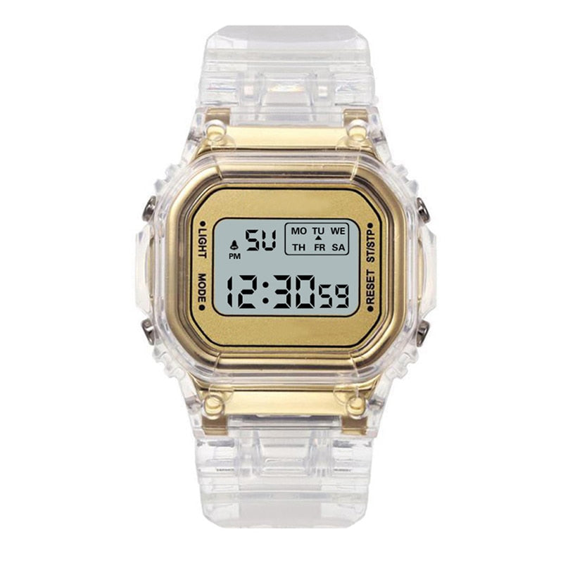 Fashion Watch Women Men Gold Casual Transparent Digital Sport Watches Lover&#39;s Gift Clock Children Wristwatch Female Reloj Mujer - Executive-Skincare