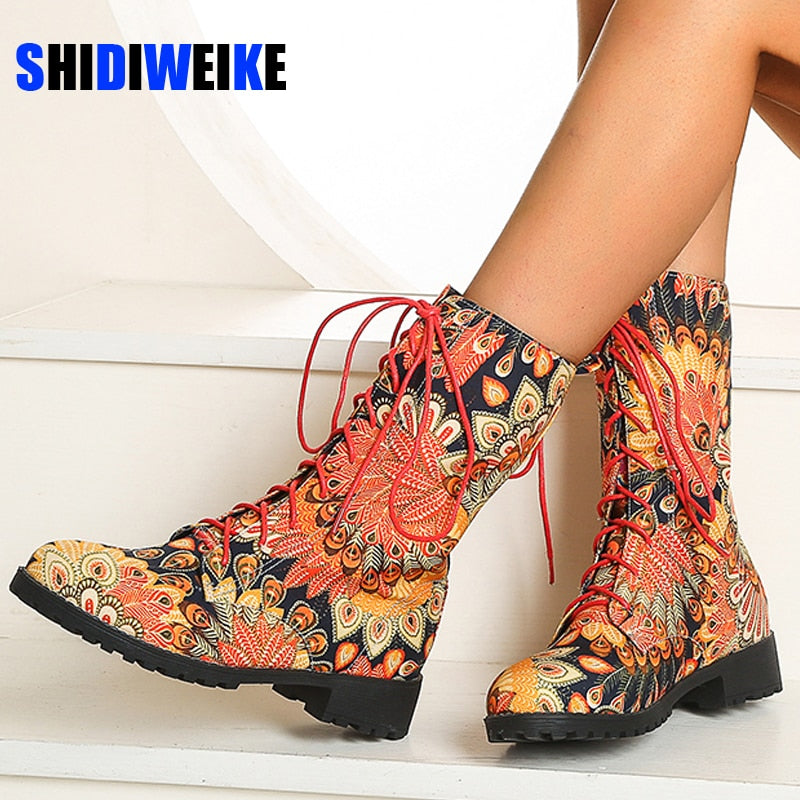 high heel ankle boots women shoes winter woman embroidered boots botines mujer botte femme bottine Flower AB908 - Executive-Skincare