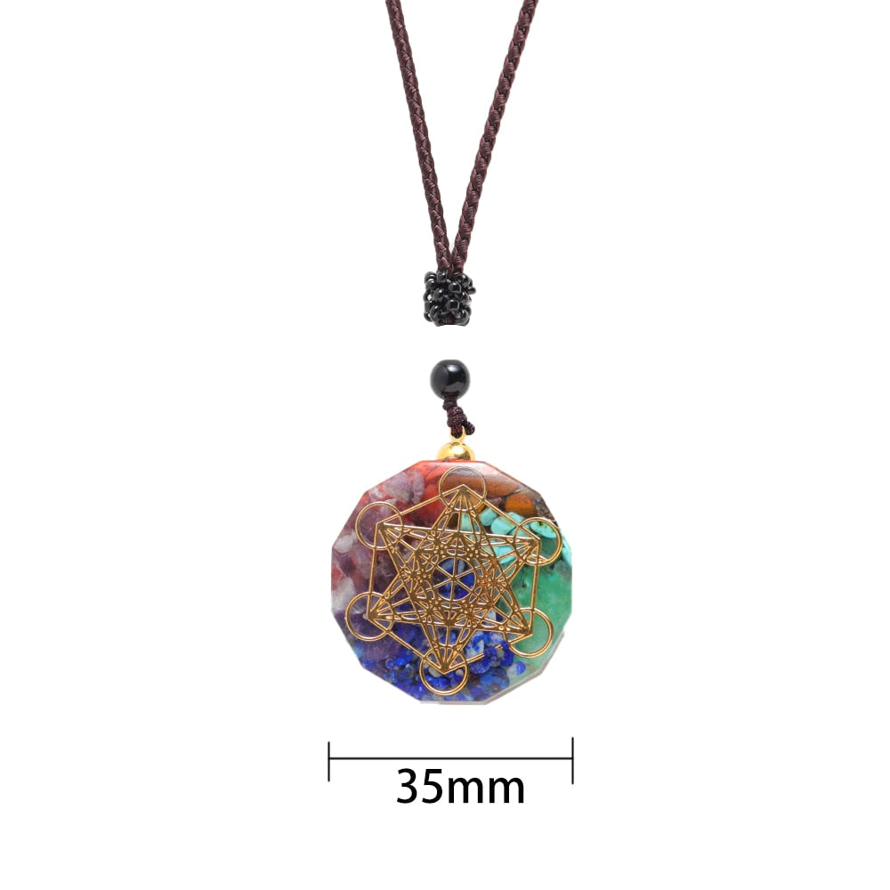 1PC Natural colorful gem seven chakras ornaments Augen Energy Pendant Drops Glue Into Handmade Necklace - Executive-Skincare