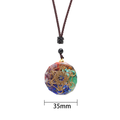 1PC Natural colorful gem seven chakras ornaments Augen Energy Pendant Drops Glue Into Handmade Necklace - Executive-Skincare