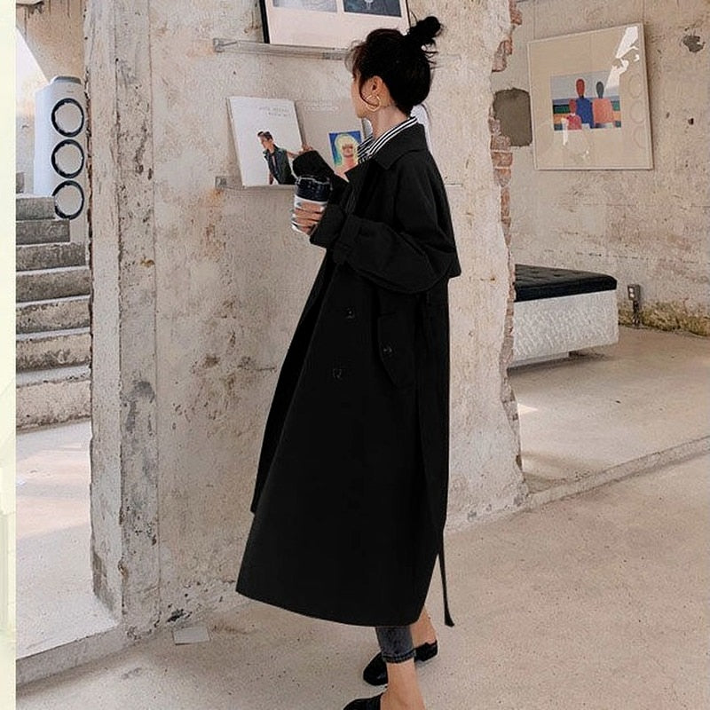 Y2k Trench Women All-match Spring Fashion Leisure Elegant Temperament Work Wear Aesthetic Retro Chic Tunic Outwear Popular Mujer - Executive-Skincare