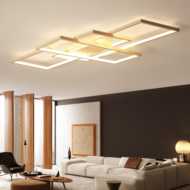 Smart Home Alexa Black/White LED Ceiling Chandelier For Living Study Room Bedroom Aluminum Modern Led Ceiling Chandelier - Executive-Skincare