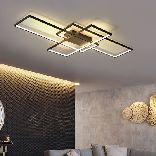 Smart Home Alexa Black/White LED Ceiling Chandelier For Living Study Room Bedroom Aluminum Modern Led Ceiling Chandelier - Executive-Skincare