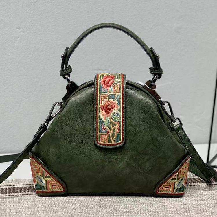 Johnature Retro Embroidery Luxury Handbags Women Bags Designer 2022 New Versatile Chinese Style Lady Leather Shoulder Bags - Executive-Skincare