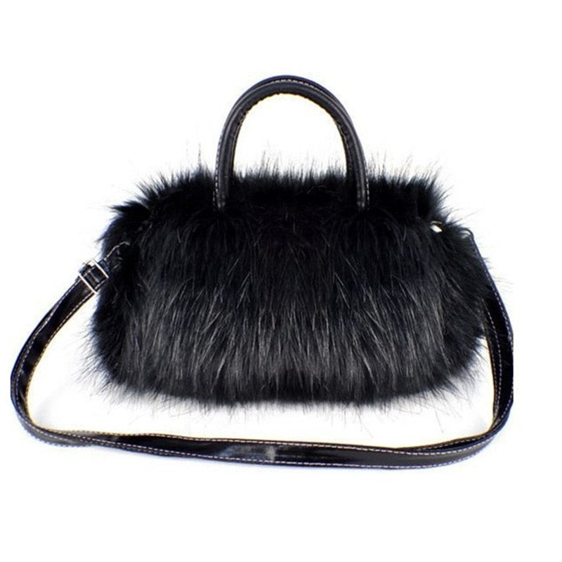 New Lady Girl Pretty Cute Faux Rabbit Fur Handbag Shoulder Messenger Bag Tote Fashion Women Long Fur Grass Handbag Messenger Bag - Executive-Skincare