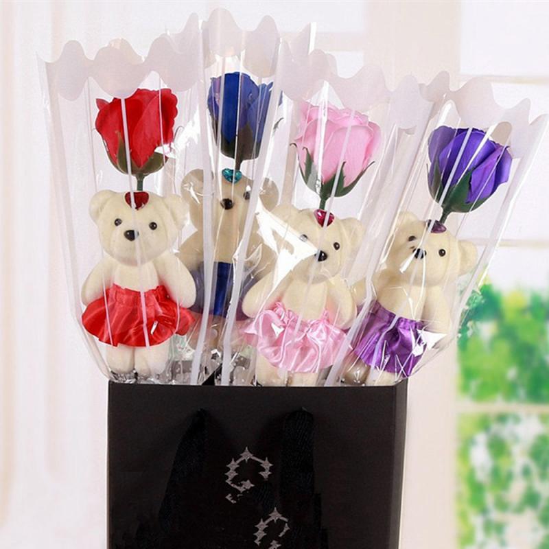 Creative Cute Teddy Bear Scented Flower Soap Roses For Valentine Day Present Bear Soap Rose For Christmas Gift Home Decoration - Executive-Skincare