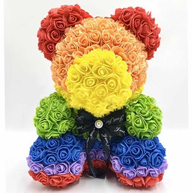 40cm rose teddy bear flower artificial handmade eternal rose bear valentine&#39;s day anniversary bridal baptism wedding mother&#39;s da - Executive-Skincare