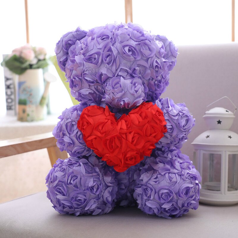 40cm Beautiful Rose Bear Plush Toys Women Valentine&#39;s Day Gift Soap Foam Artificial Plush Teddy Bear Doll Girlfriend Xmas Gift - Executive-Skincare