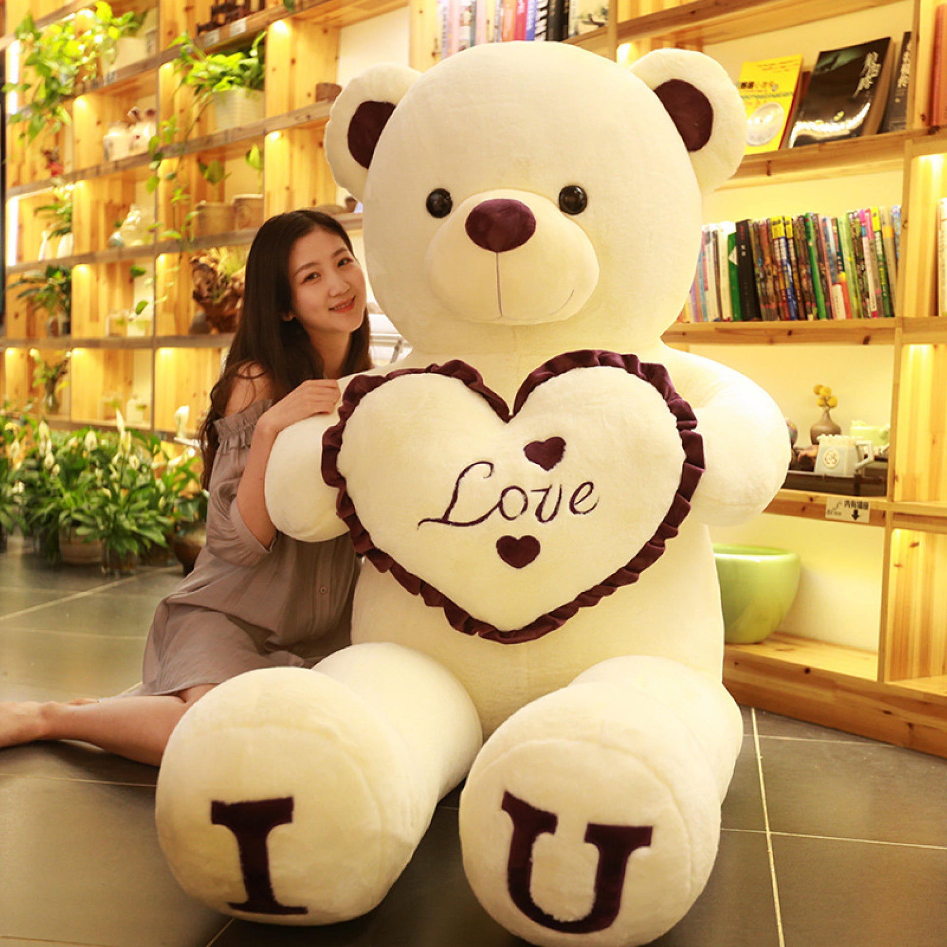 Big Teddy Bear 100cm I LOVE YOU Plush Toy Lovely Huge Stuffed Soft Bear Doll Lover Bear Kids Toys Chrismas Gift For Girlfriends - Executive-Skincare